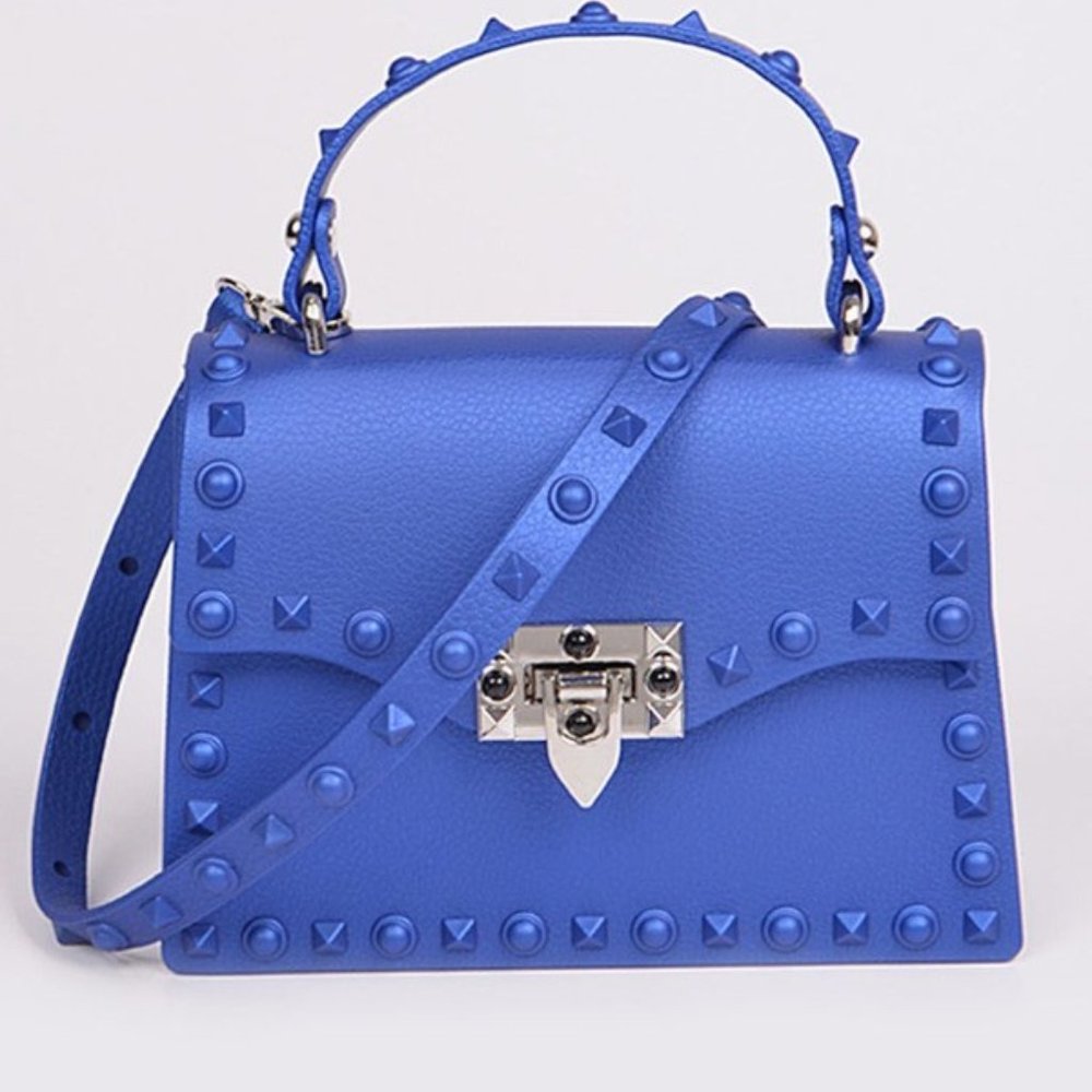💥Sale Cobalt Blue Studded Top Handle Bag - Picture 1 of 3